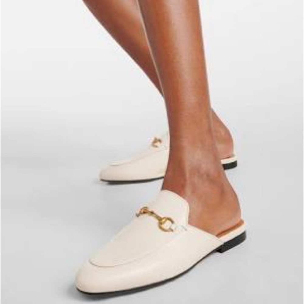 Gucci Princeton Mule Loafer, White/Cream 35.5